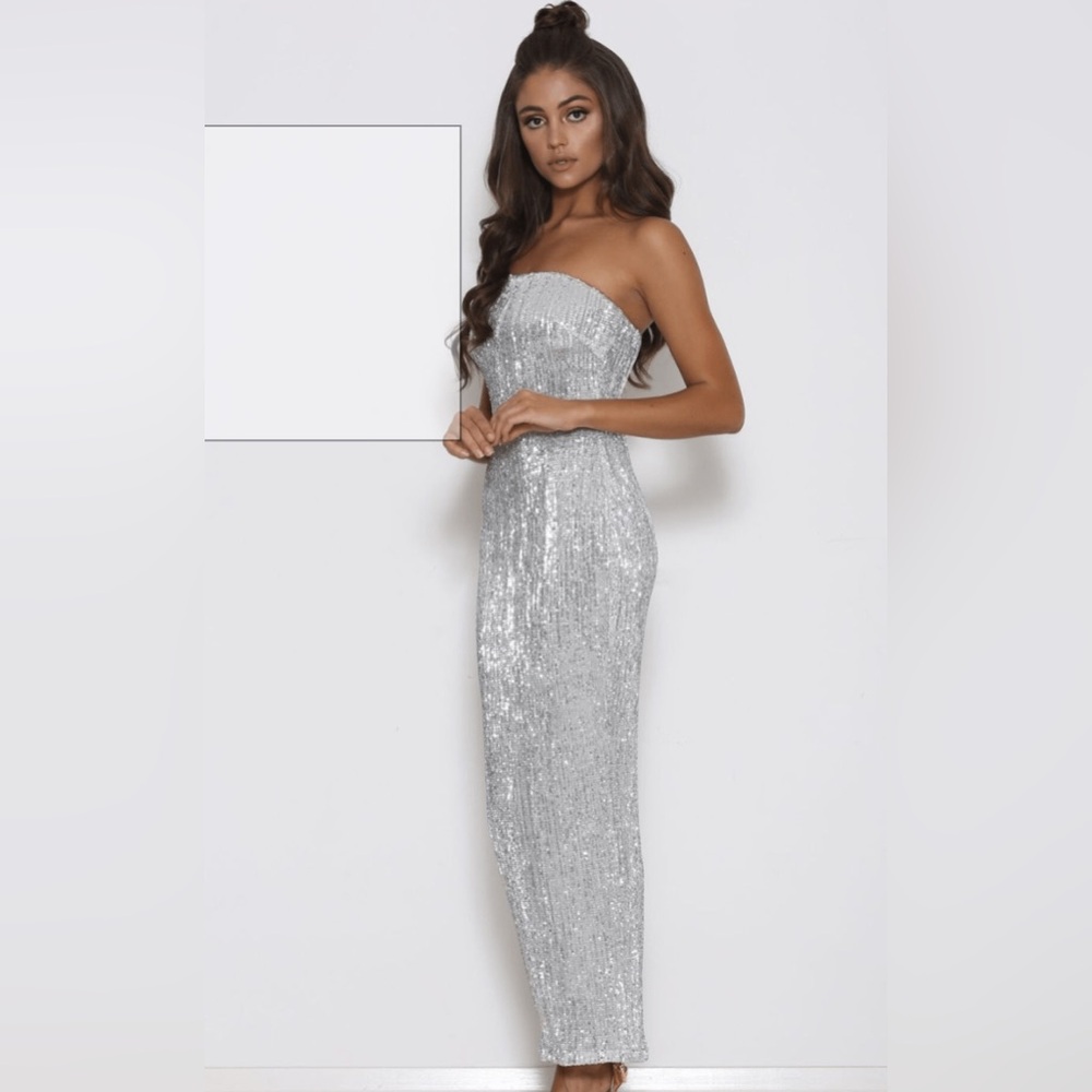 Abyss by Abby Silver Sequin Strapless Dress